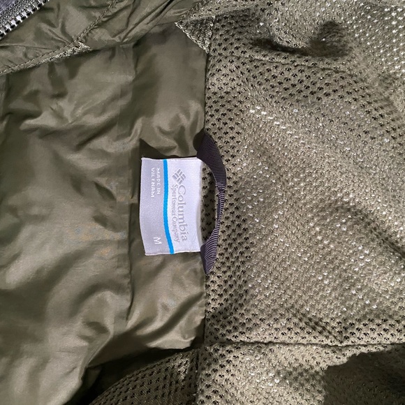 Green & Grey Columbia Hooded Pullover Puffer Insulated Quarter Zip Jacket - Picture 6 of 8